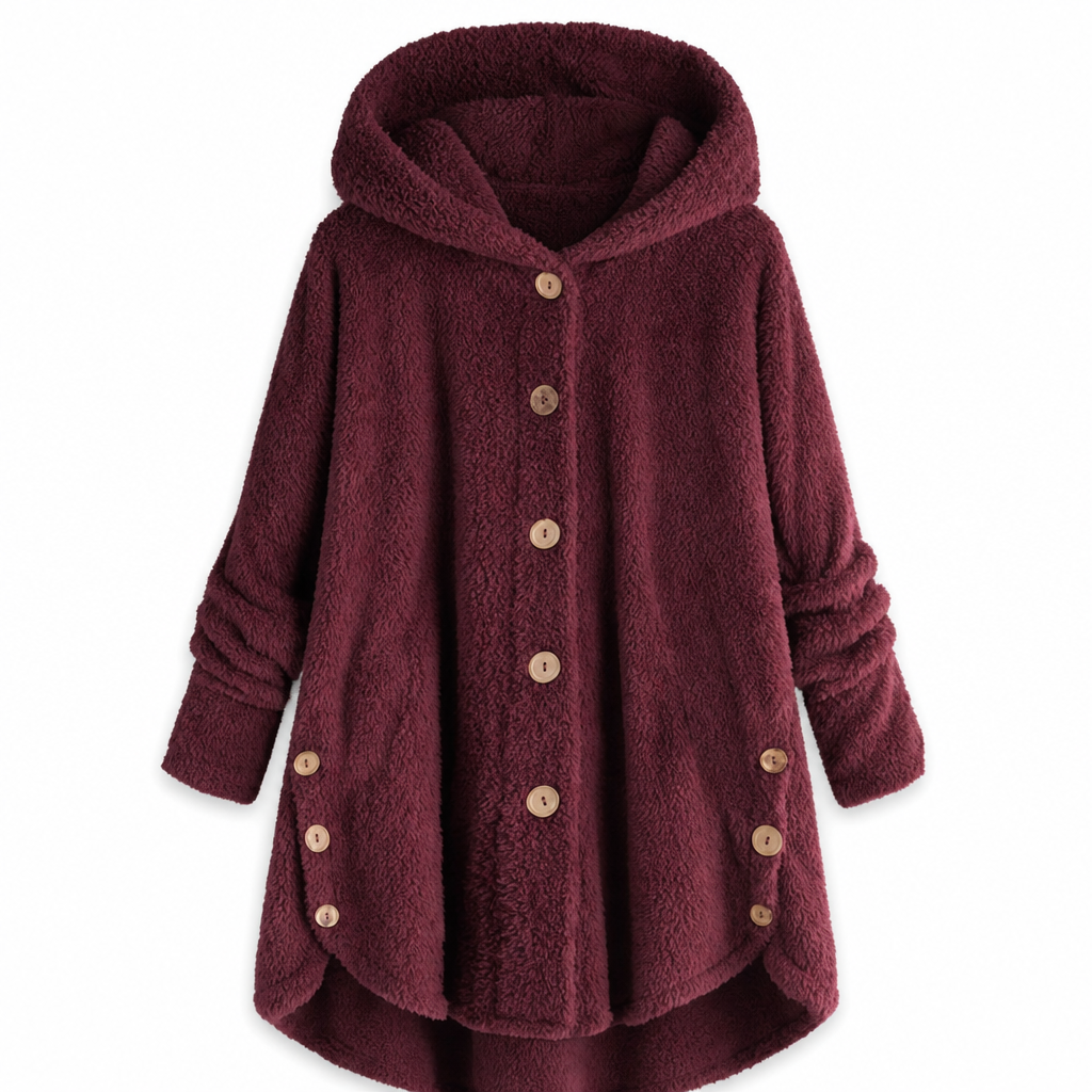 Pluchen Fleece Jas met Capuchon en Knoopsluiting-20