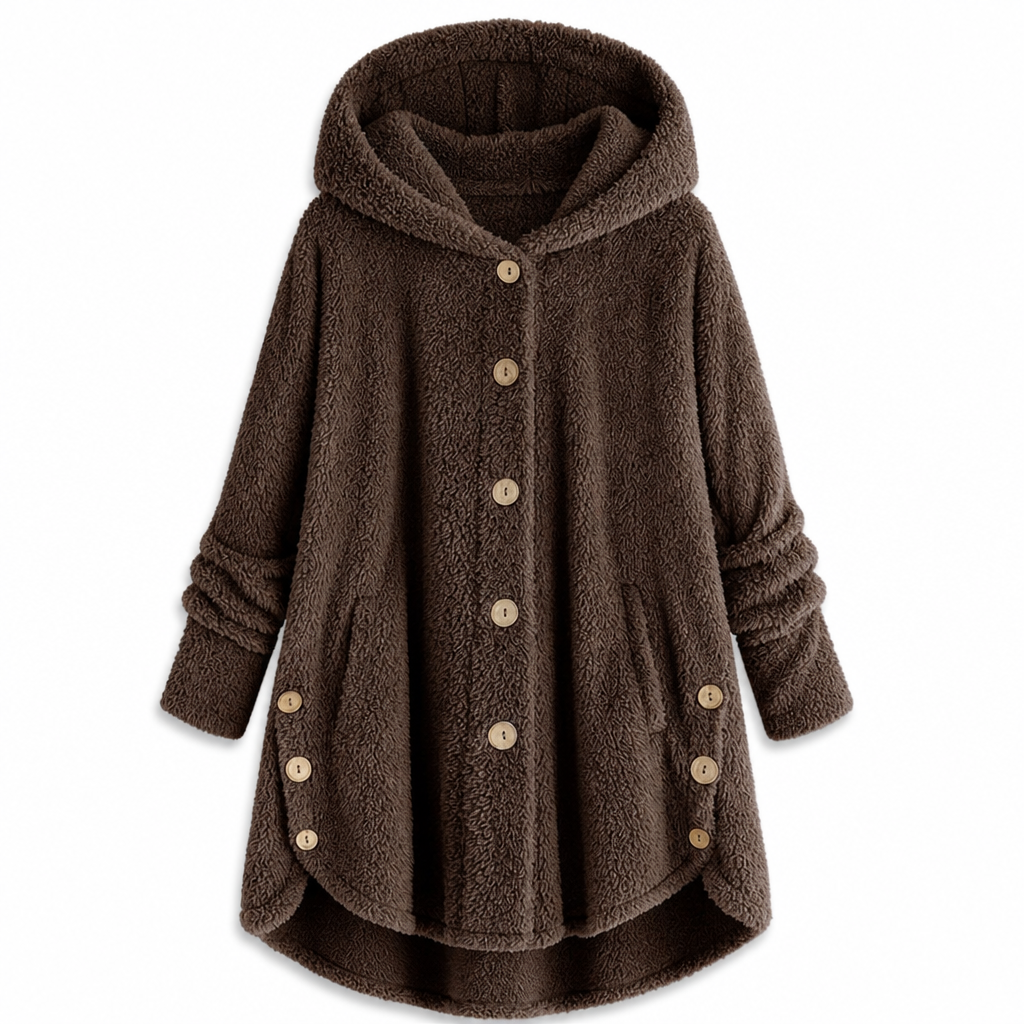 Pluchen Fleece Jas met Capuchon en Knoopsluiting-27