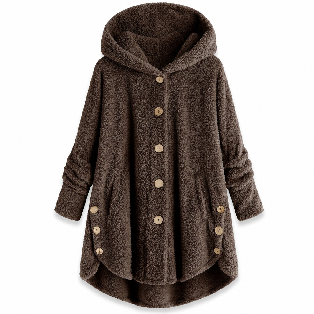 Pluchen Fleece Jas met Capuchon en Knoopsluiting-28