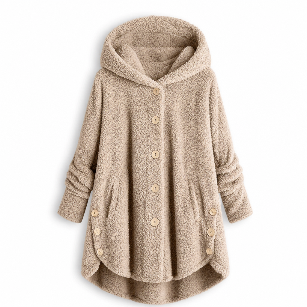 Pluchen Fleece Jas met Capuchon en Knoopsluiting-30