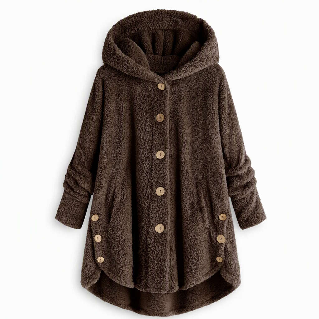 Pluchen Fleece Jas met Capuchon en Knoopsluiting-29
