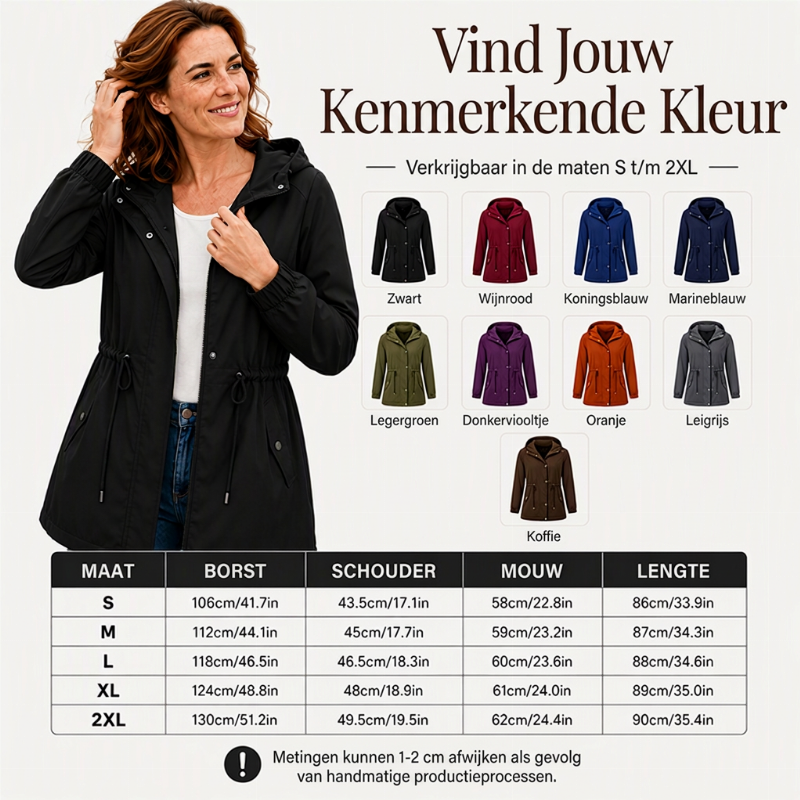 Half-Lange Regenjas met Capuchon en Taillekoord-5