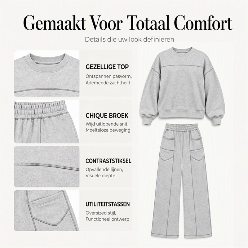 Comfortabele Lounge Set met Contraststiksels-1