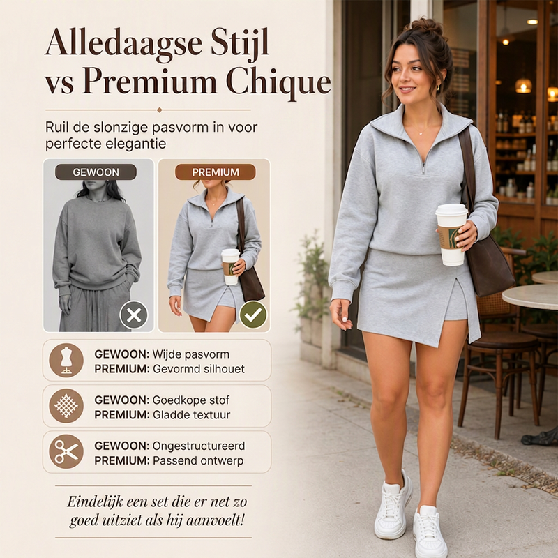 Casual 2-Delige Set met Kwartrits en Skort-2