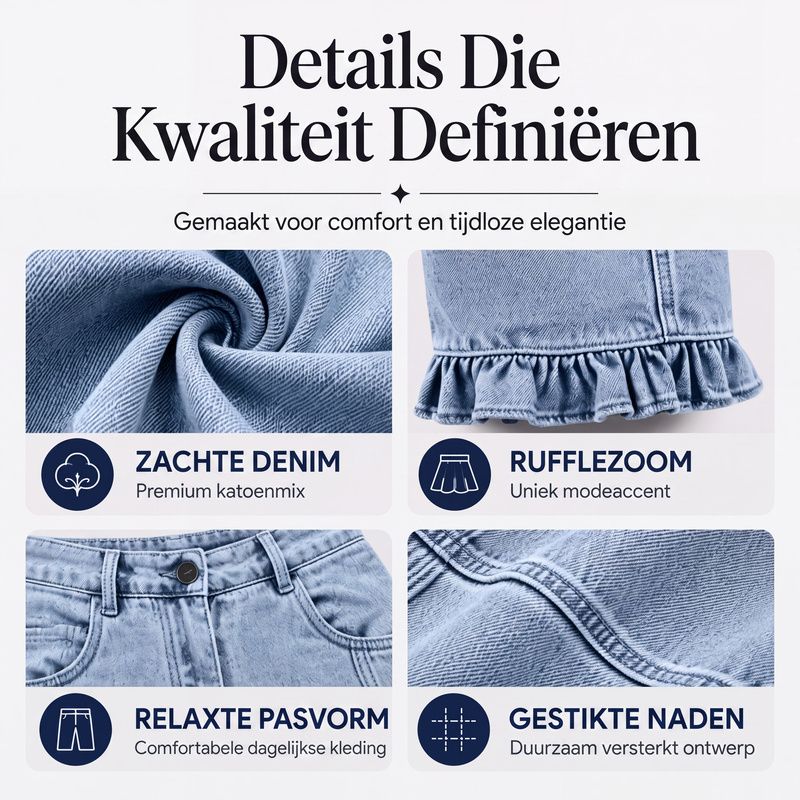 High-Waist Jeans met Wijde Pijpen en Ruches-1