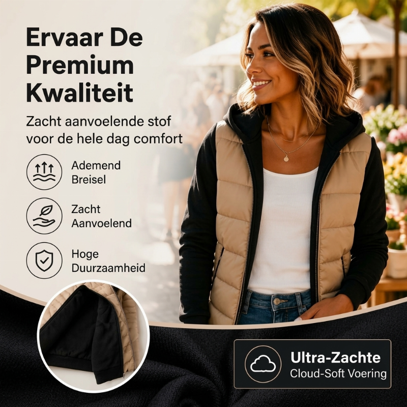 Gewatteerde Kleurblok Jas met Capuchon en Ritssluiting-3