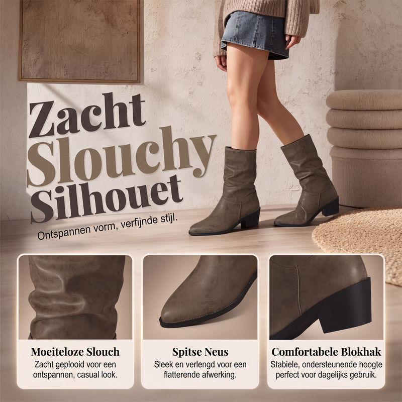 Slouchy Enkellaarzen met Blokhak-3