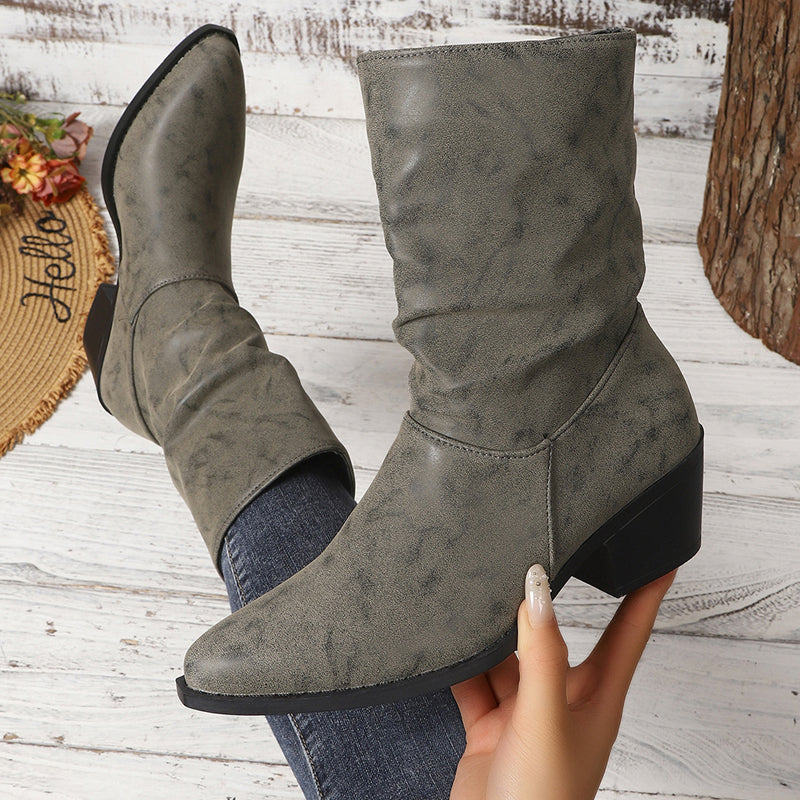 Slouchy Enkellaarzen met Blokhak-13