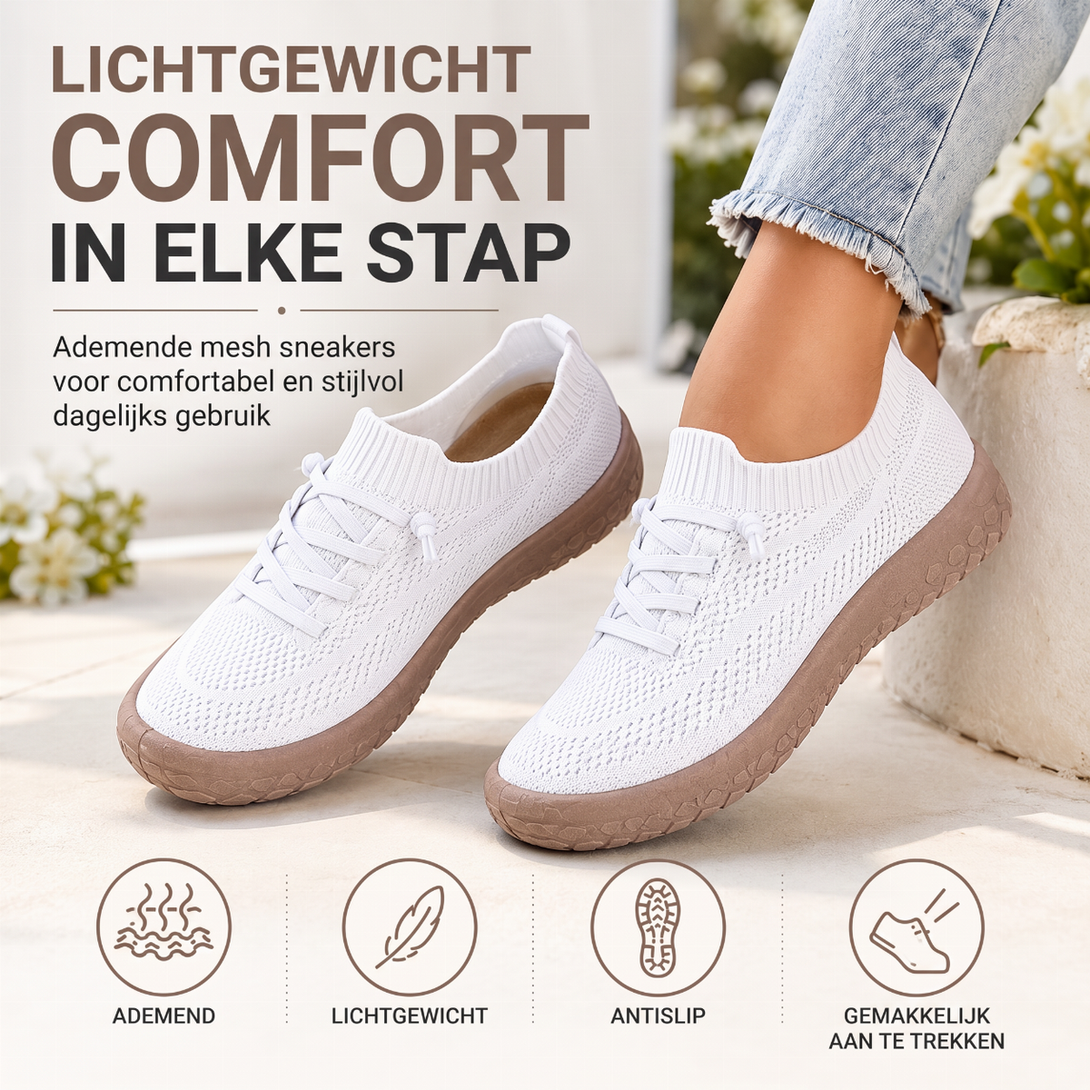 Lichtgewicht Mesh Sneakers met Antislipzool