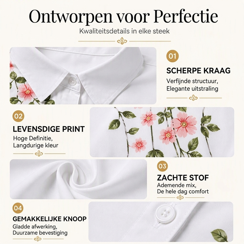 Elegante Blouse met Bloemenprint en Knoopsluiting-1