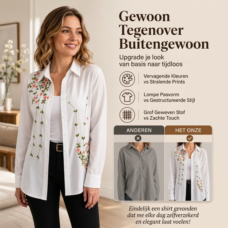 Elegante Blouse met Bloemenprint en Knoopsluiting-2