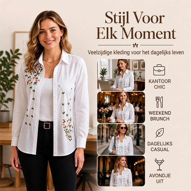 Elegante Blouse met Bloemenprint en Knoopsluiting-4