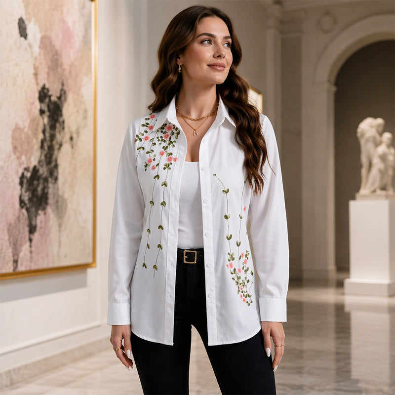 Elegante Blouse met Bloemenprint en Knoopsluiting-7