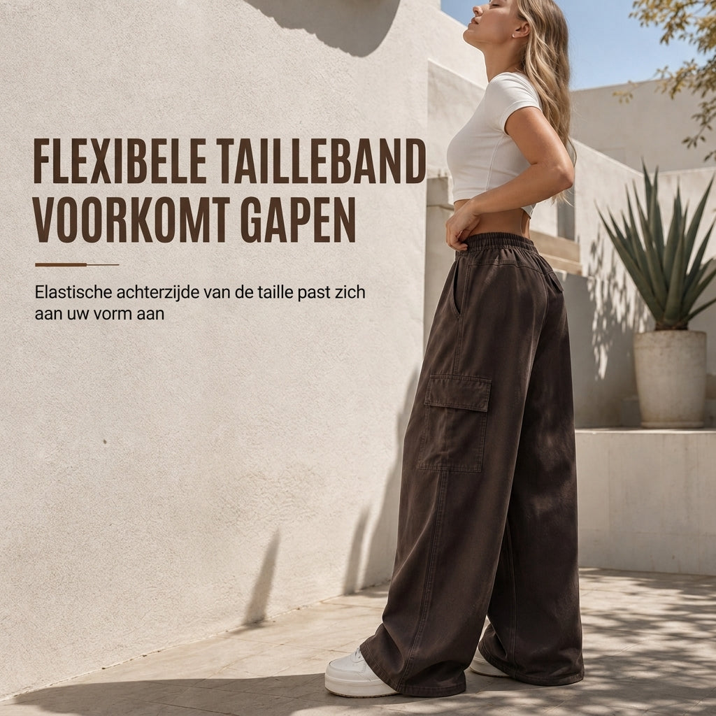 Casual Utility Broek met Wijde Pijpen en Cargozakken-3