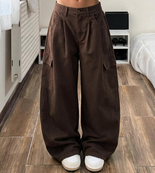 Casual Utility Broek met Wijde Pijpen en Cargozakken-9