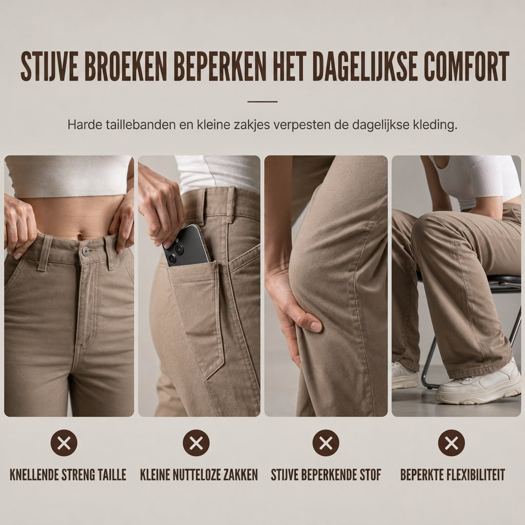 Casual Utility Broek met Wijde Pijpen en Cargozakken-1