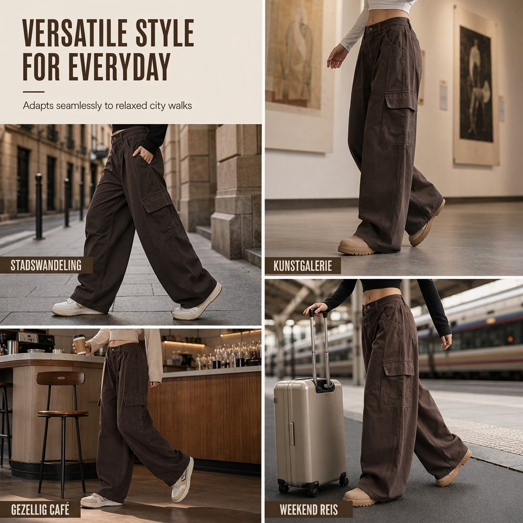 Casual Utility Broek met Wijde Pijpen en Cargozakken-6
