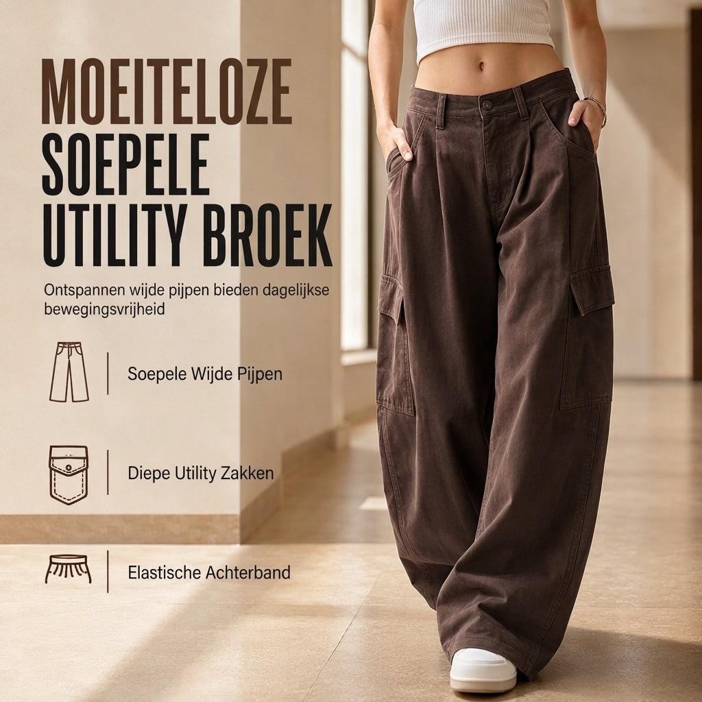 Casual Utility Broek met Wijde Pijpen en Cargozakken
