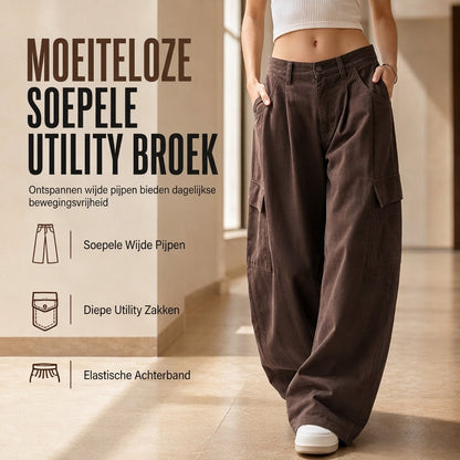 Casual Utility Broek met Wijde Pijpen en Cargozakken