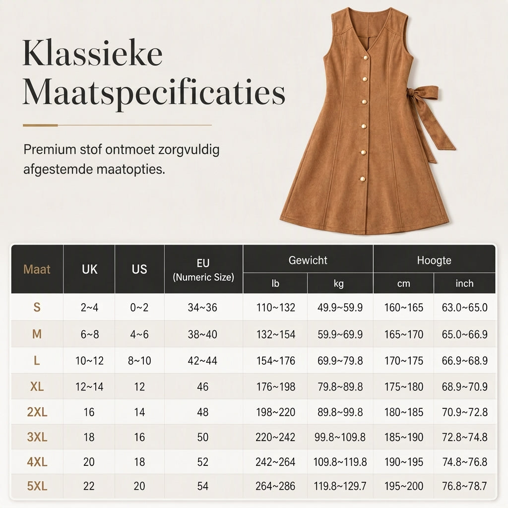 Elegante Suède-Look Jurk met Knoopsluiting-7