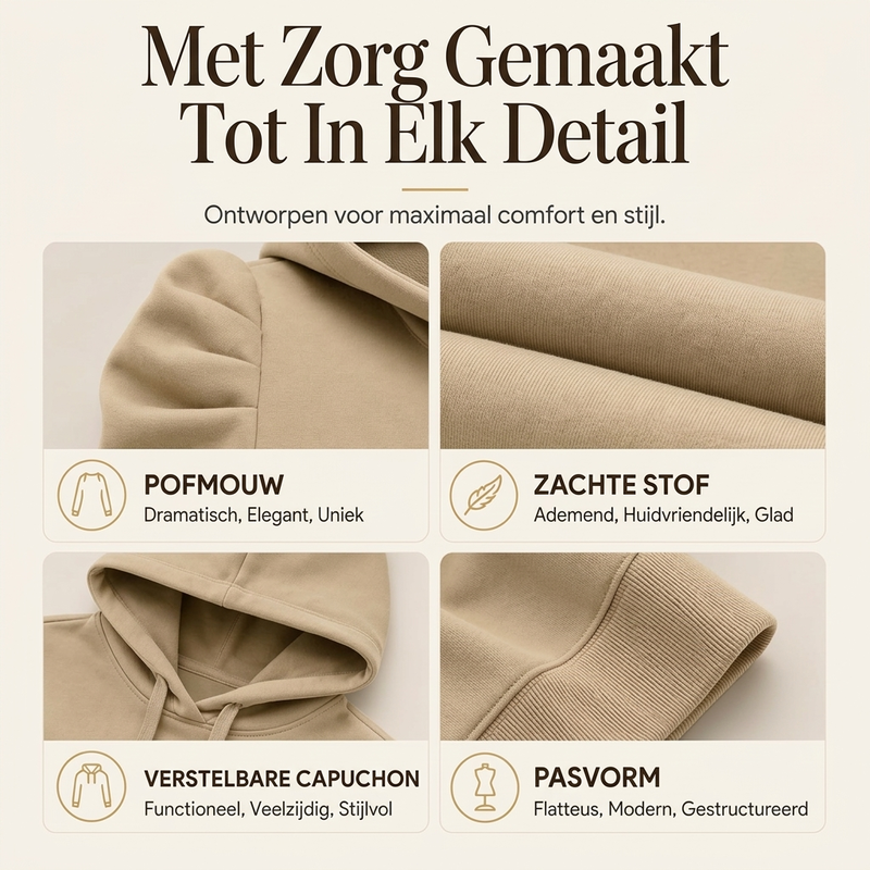 Elegante Hoodie met Pofmouwen-1