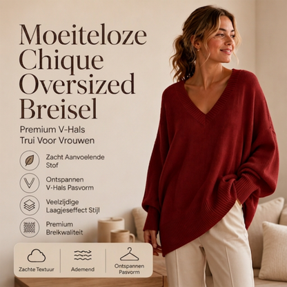 Oversized Gebreide Trui met V-Hals