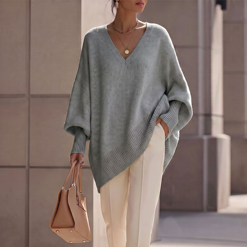 Oversized Gebreide Trui met V-Hals-12