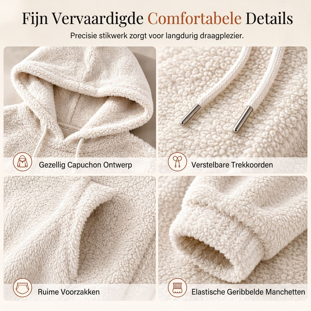 Zachte Fleece Capuchonjurk met Kangoeroezak-4