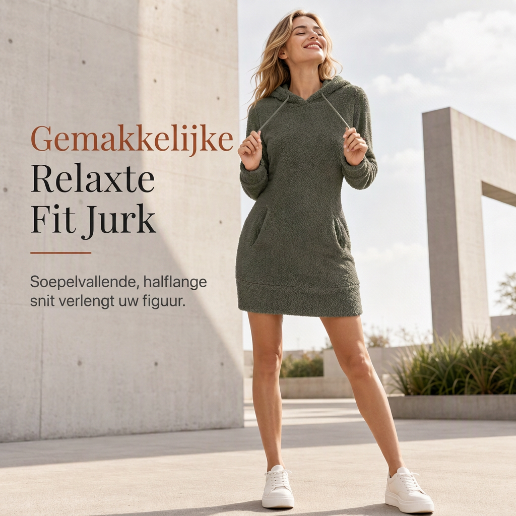 Zachte Fleece Capuchonjurk met Kangoeroezak-3