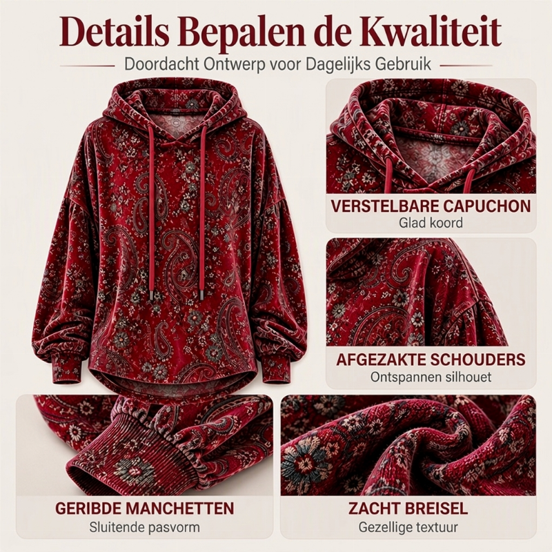 Boho Hoodie met Paisleyprint en Verstelbare Capuchon-1