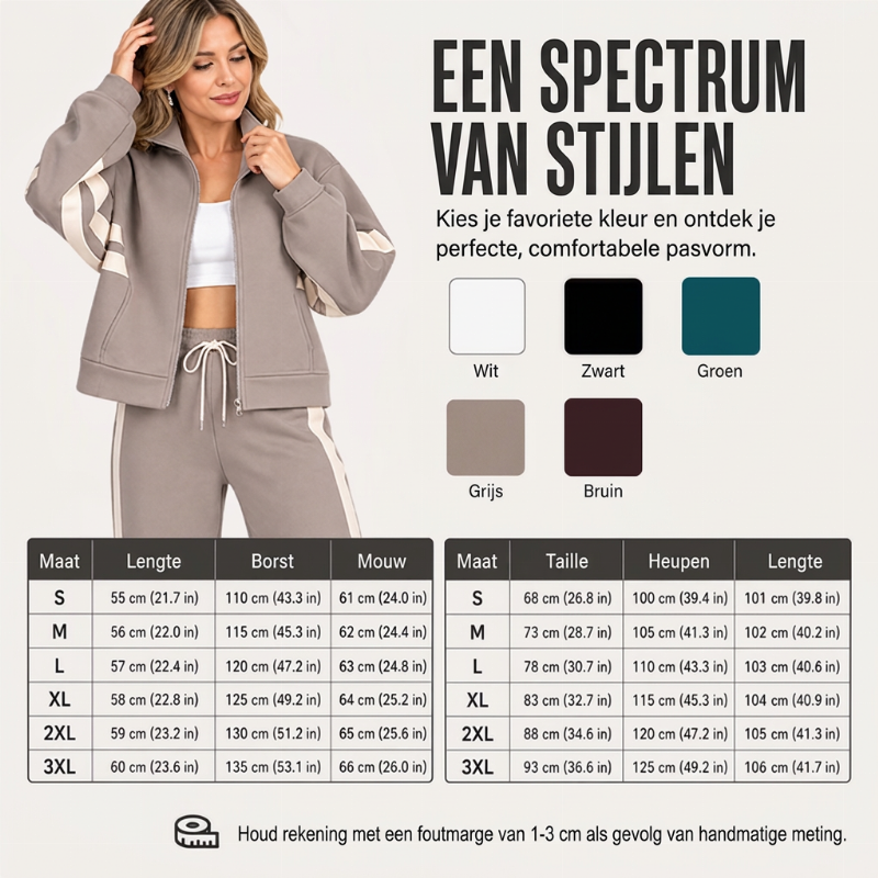 Retro Trainingspak Set met Wijde Pijpen en Strependetail-2