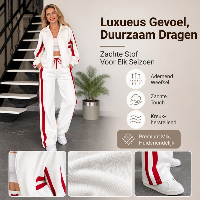 Retro Trainingspak Set met Wijde Pijpen en Strependetail-4