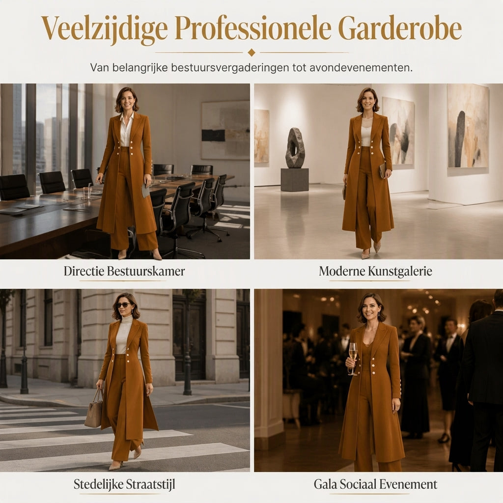 Elegante 2-Delige Gebreide Kostuumset met Dubbele Knoopsluiting-6