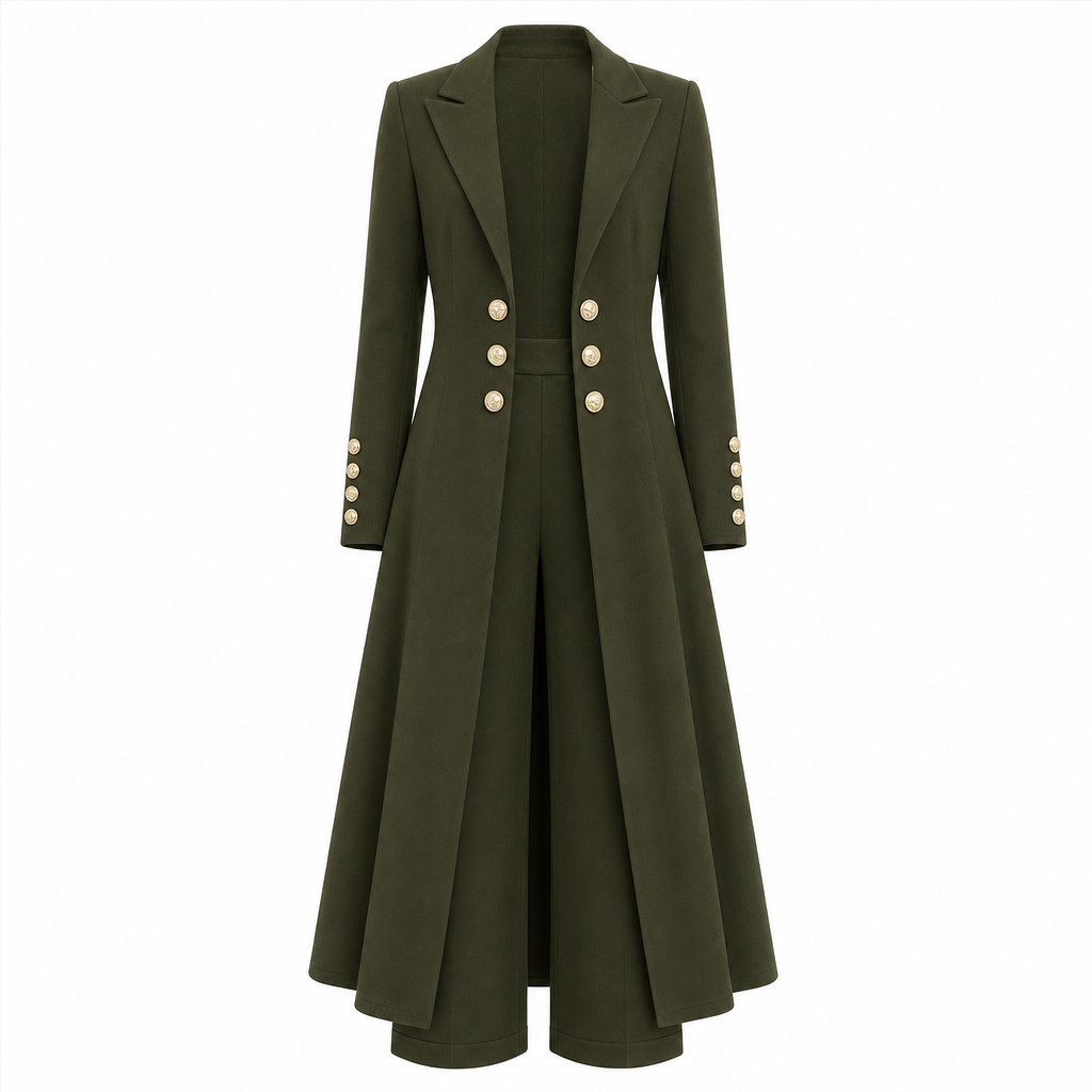 Elegante 2-Delige Gebreide Kostuumset met Dubbele Knoopsluiting-12