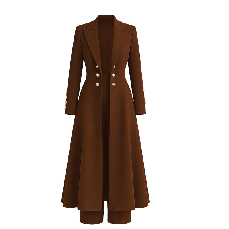 Elegante 2-Delige Gebreide Kostuumset met Dubbele Knoopsluiting-13