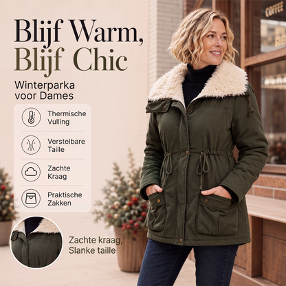 Warme Winterparka met Sherpakraag en Verstelbare Taille