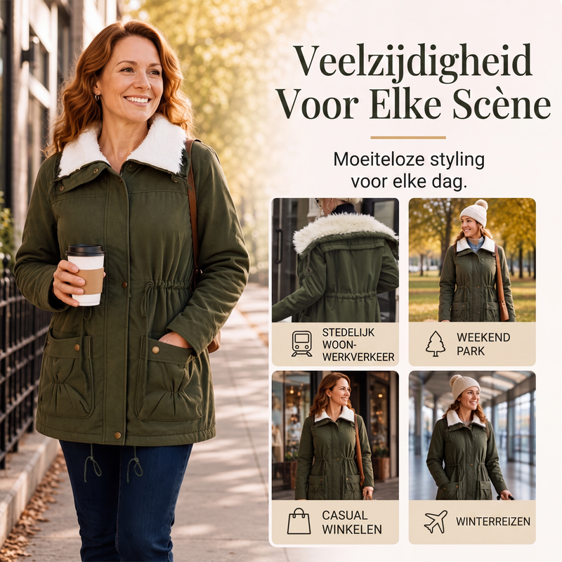 Warme Winterparka met Sherpakraag en Verstelbare Taille-4