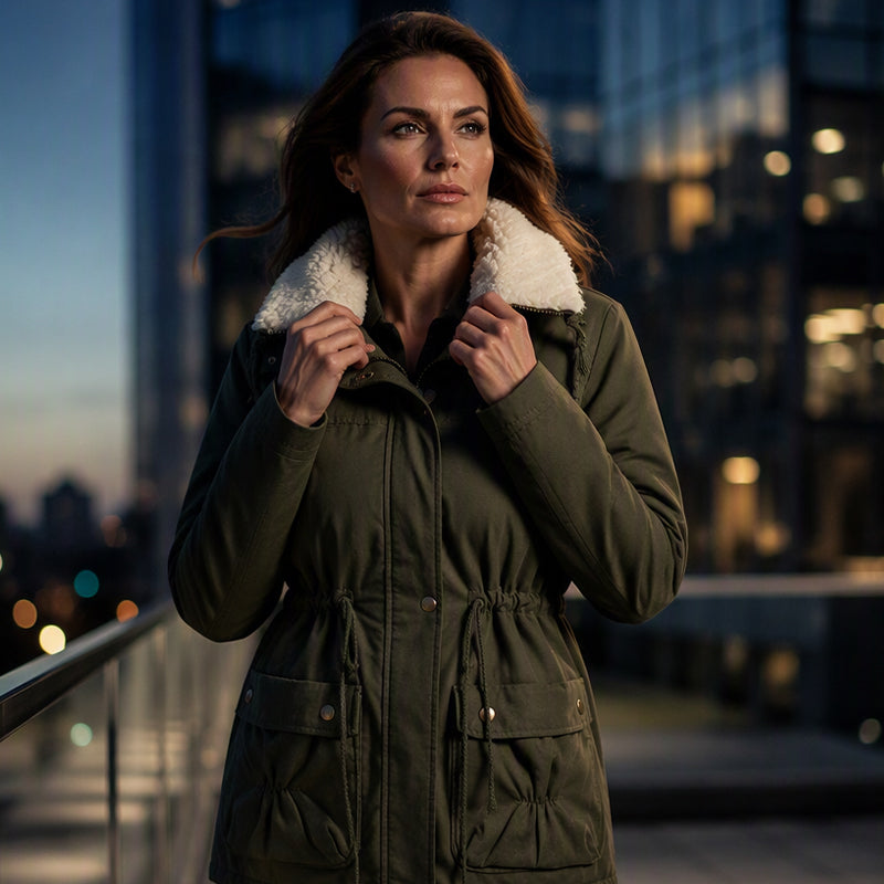 Warme Winterparka met Sherpakraag en Verstelbare Taille-10