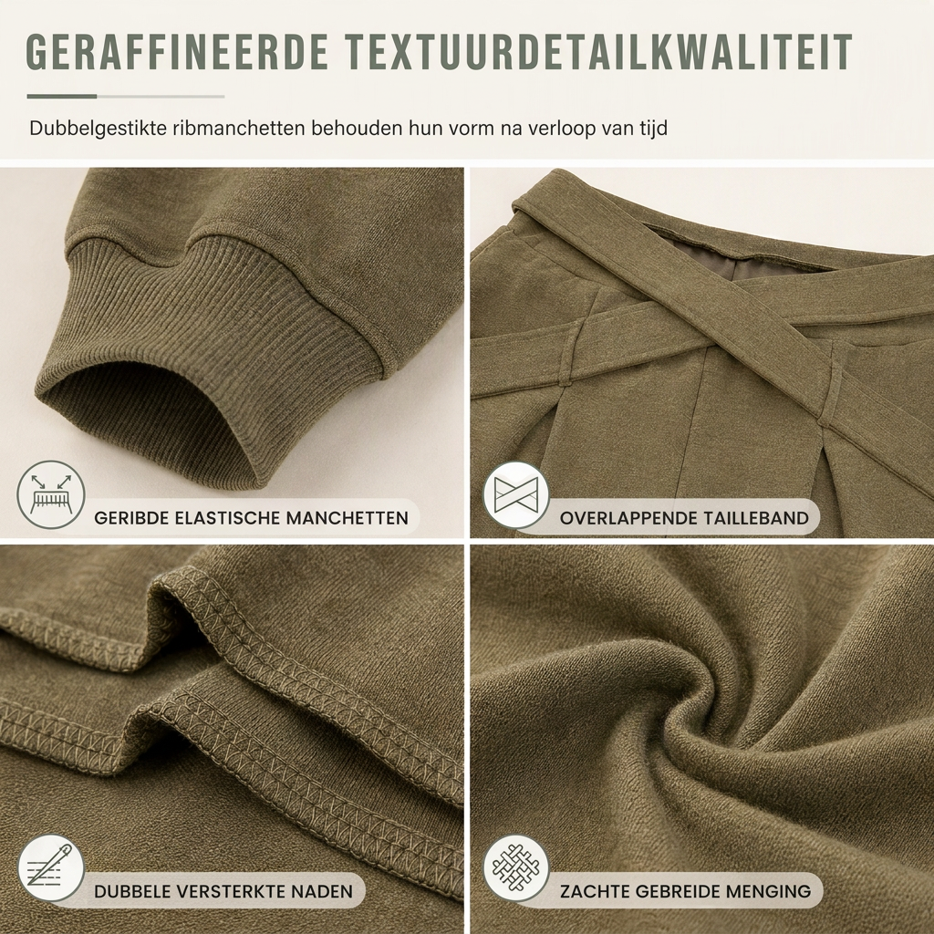Chique 2-Delige Lounge Set met Asymmetrische Taille en Wijde Pijpen-4