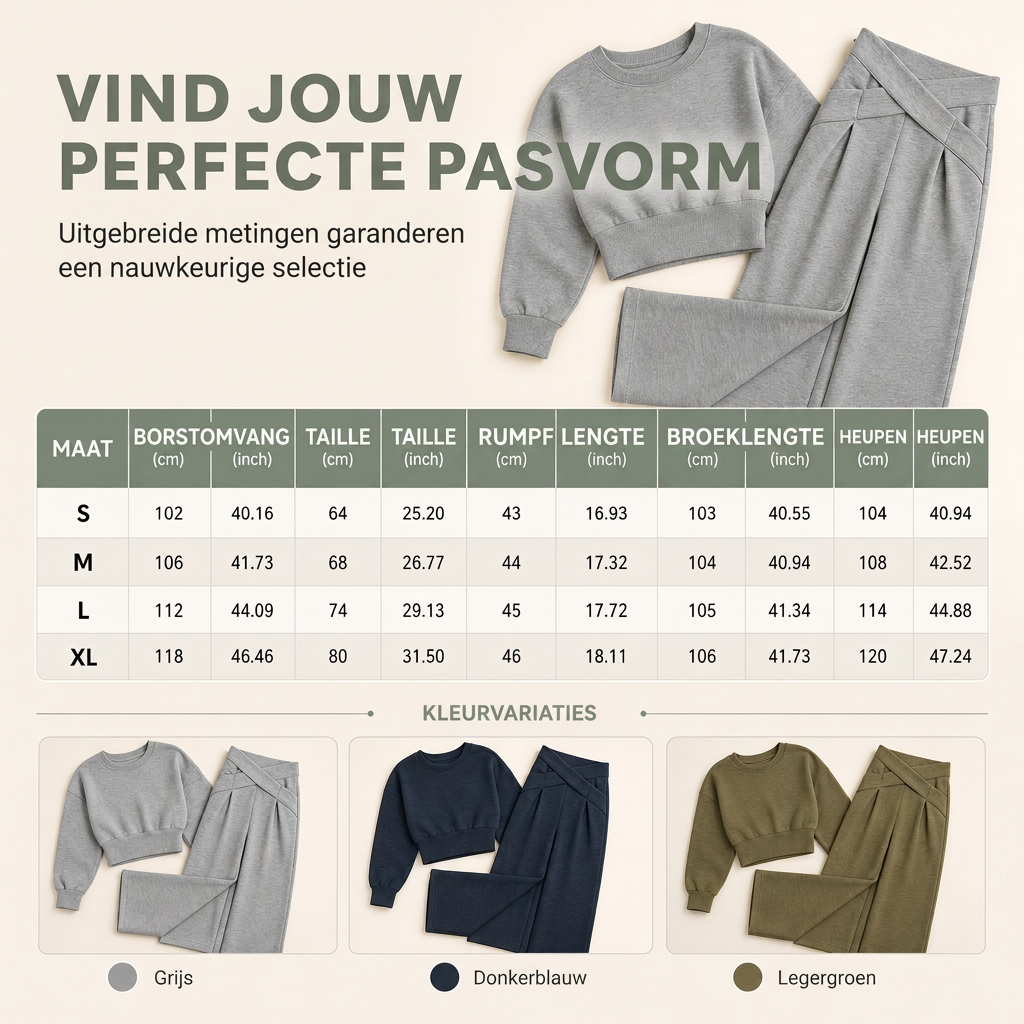 Chique 2-Delige Lounge Set met Asymmetrische Taille en Wijde Pijpen-7