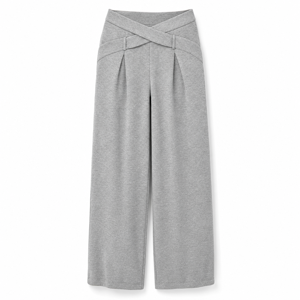 Chique 2-Delige Lounge Set met Asymmetrische Taille en Wijde Pijpen-11