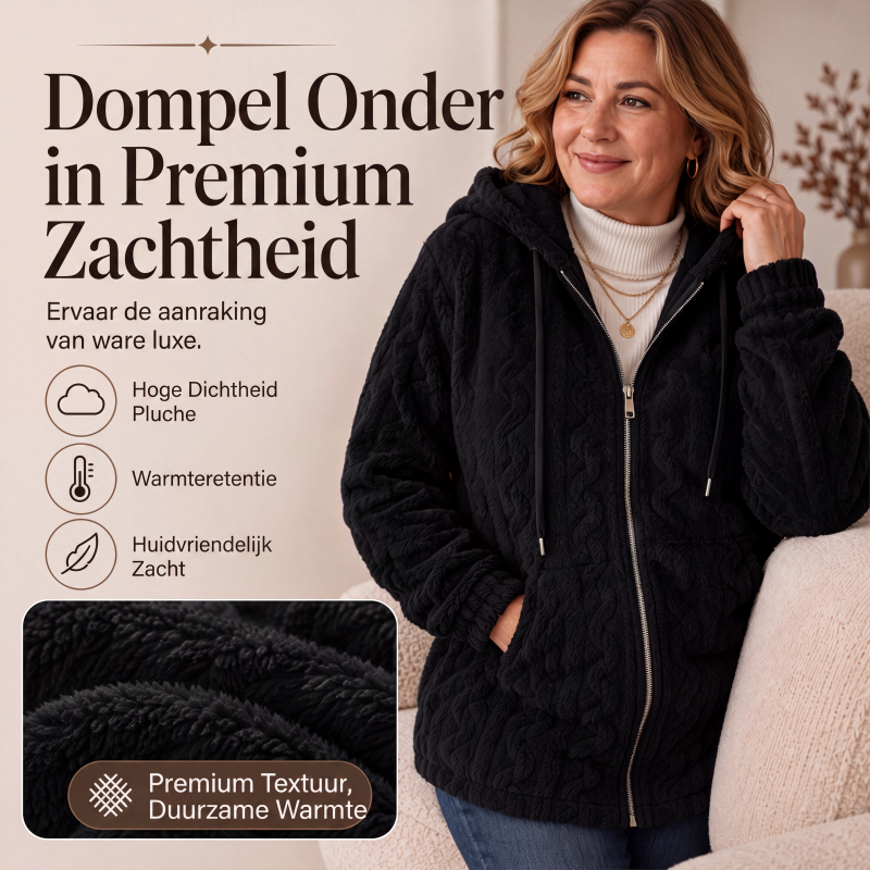 Pluche Gebreid Vest met Capuchon en Ritssluiting-4