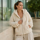 Pluche Gebreid Vest met Capuchon en Ritssluiting-8