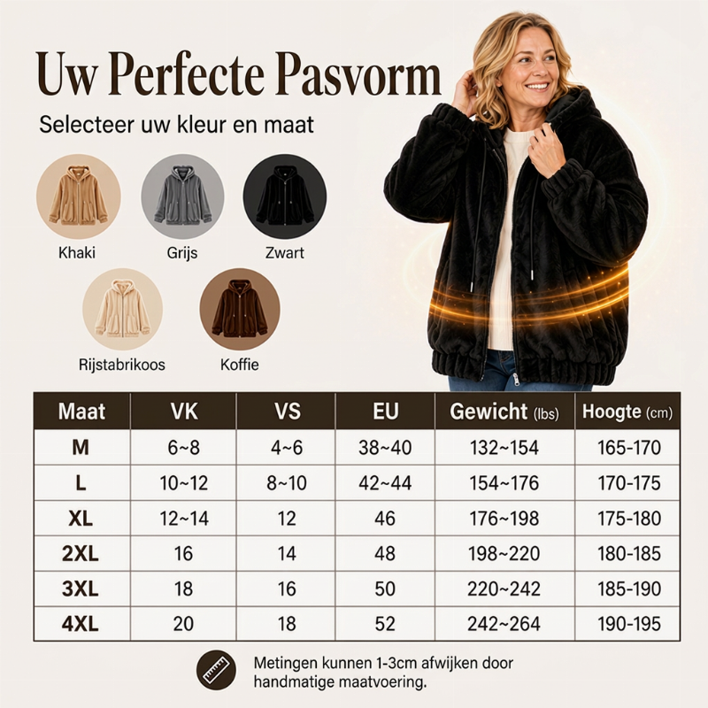 Warme Pluche Jas met Capuchon en Ritssluiting-2