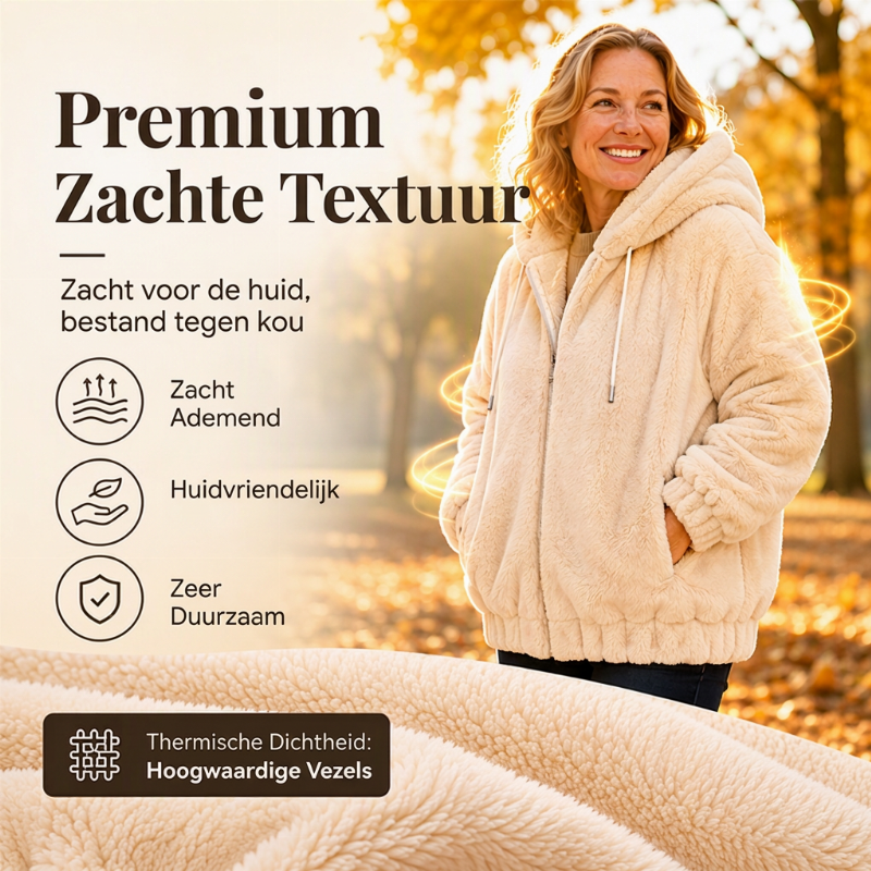 Warme Pluche Jas met Capuchon en Ritssluiting-4