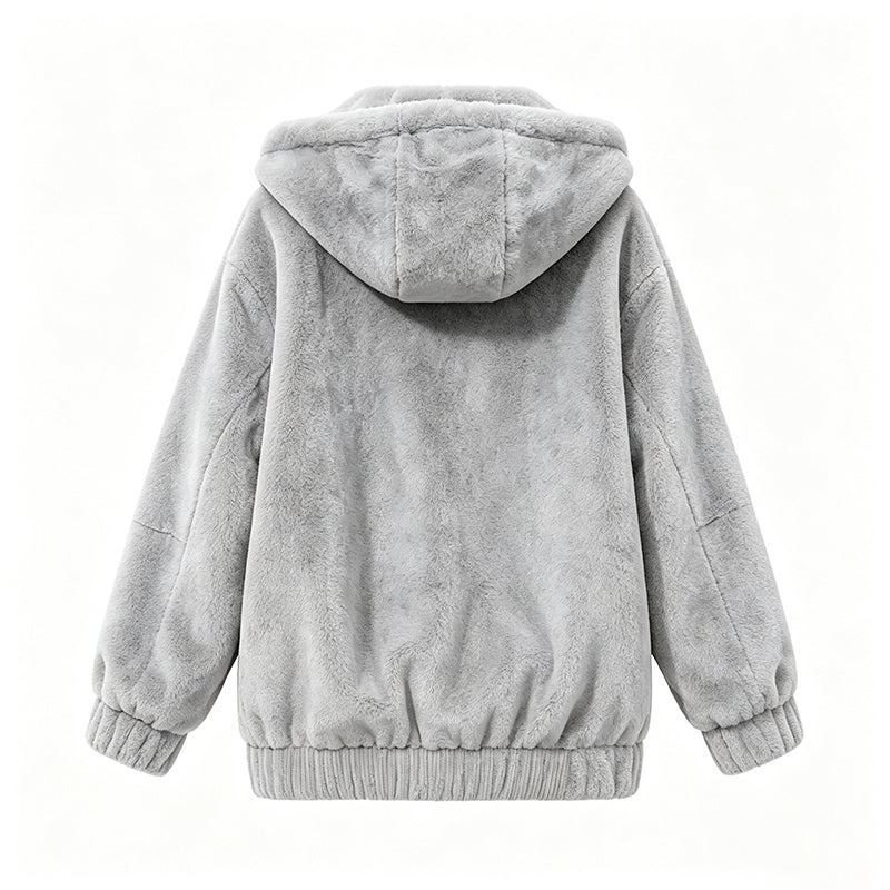 Warme Pluche Jas met Capuchon en Ritssluiting-10