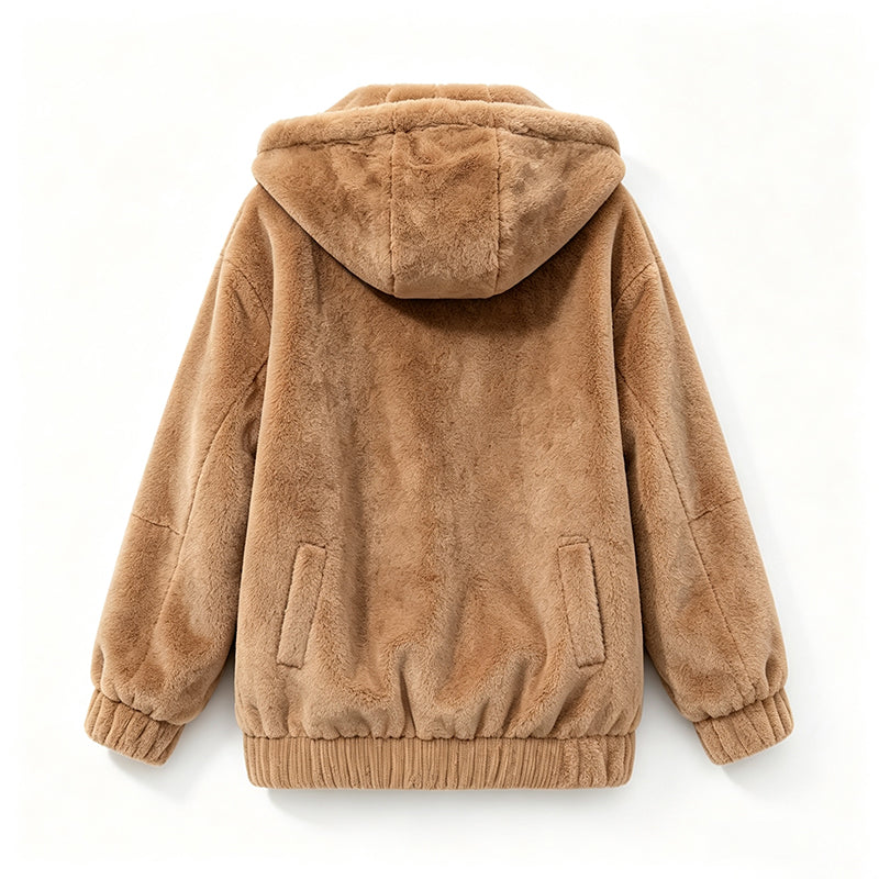 Warme Pluche Jas met Capuchon en Ritssluiting-12
