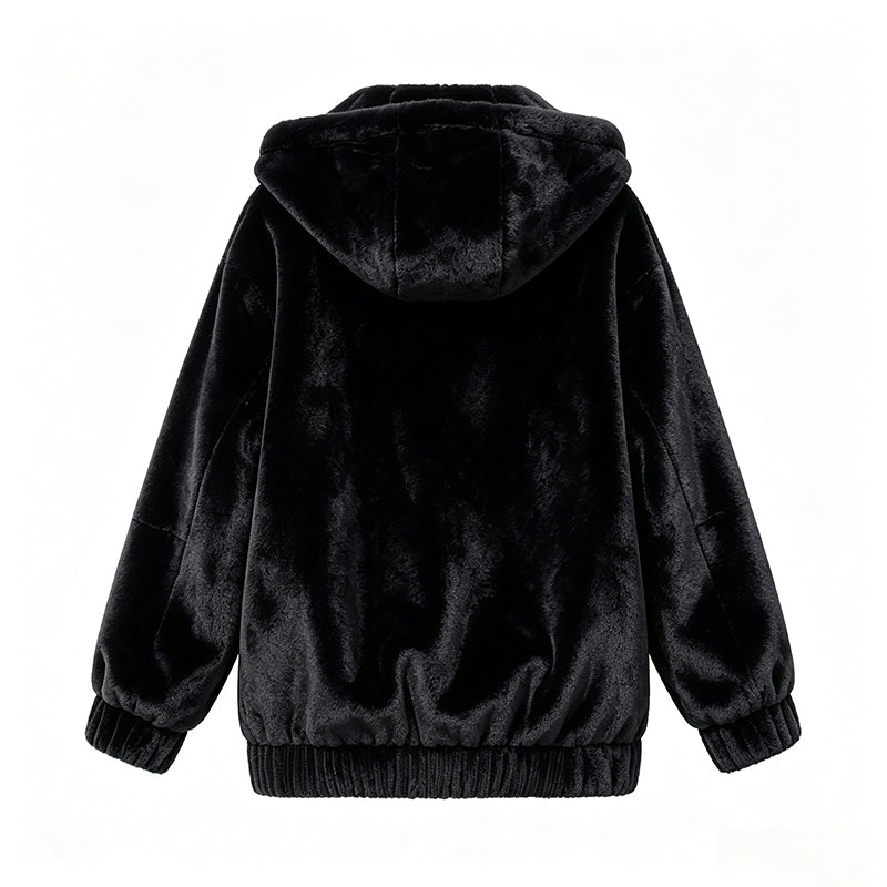 Warme Pluche Jas met Capuchon en Ritssluiting-13
