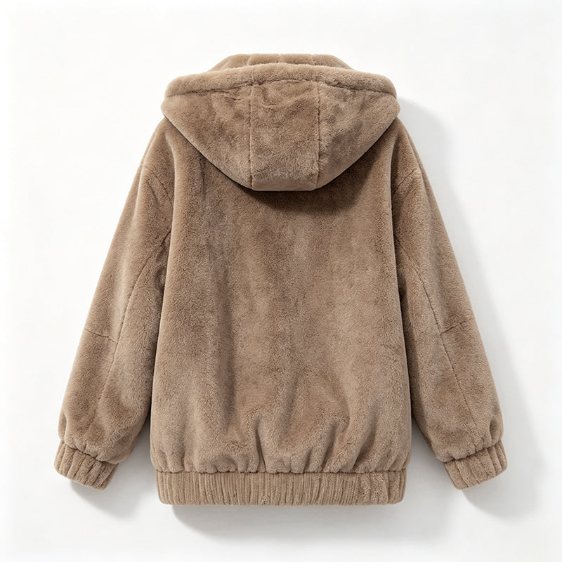 Warme Pluche Jas met Capuchon en Ritssluiting-11