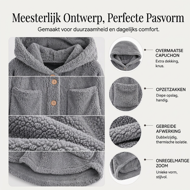 Zachte Gebreide Jas met Capuchon en Grote Zakken-1